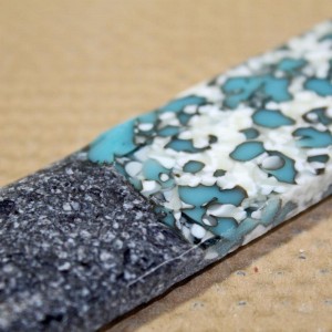 French Vanilla with Turquoise Blue and  Black Frit to create cast bars for cutting and polishing